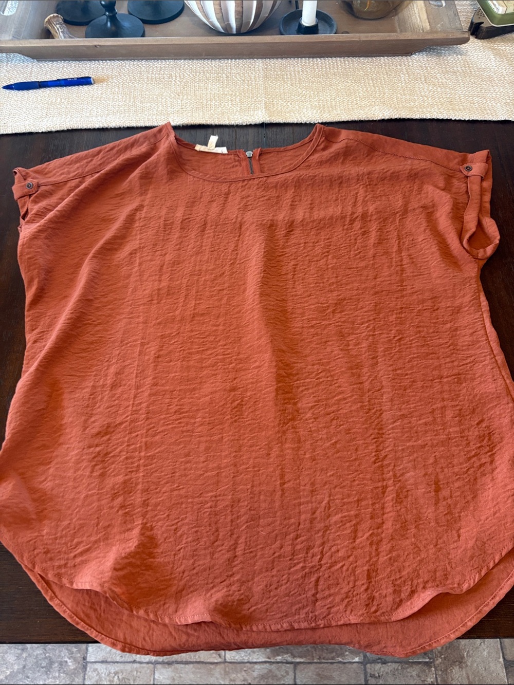 Maurices Short Sleeve Lightweight Blouse in Rust Orange
